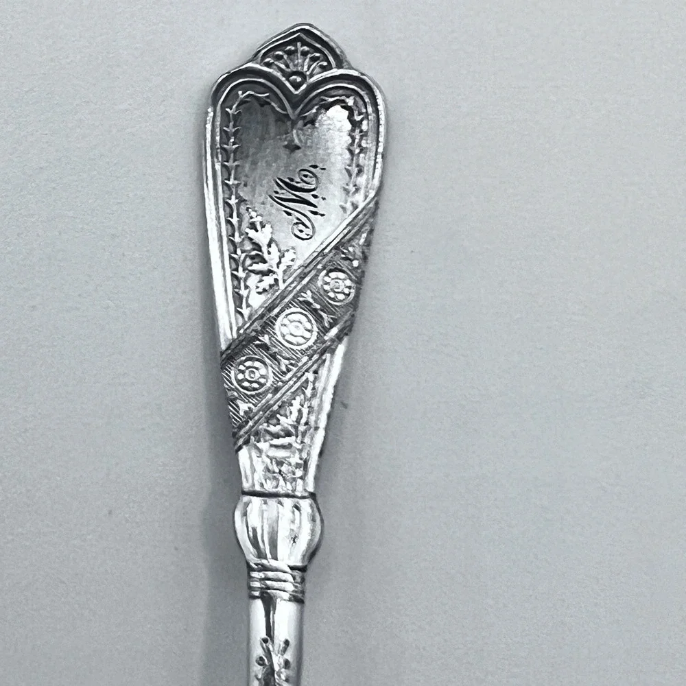 Rogers & Bros A1 Newport Chicago 1879 Silverplate Master Salt Spoon Monogram M
